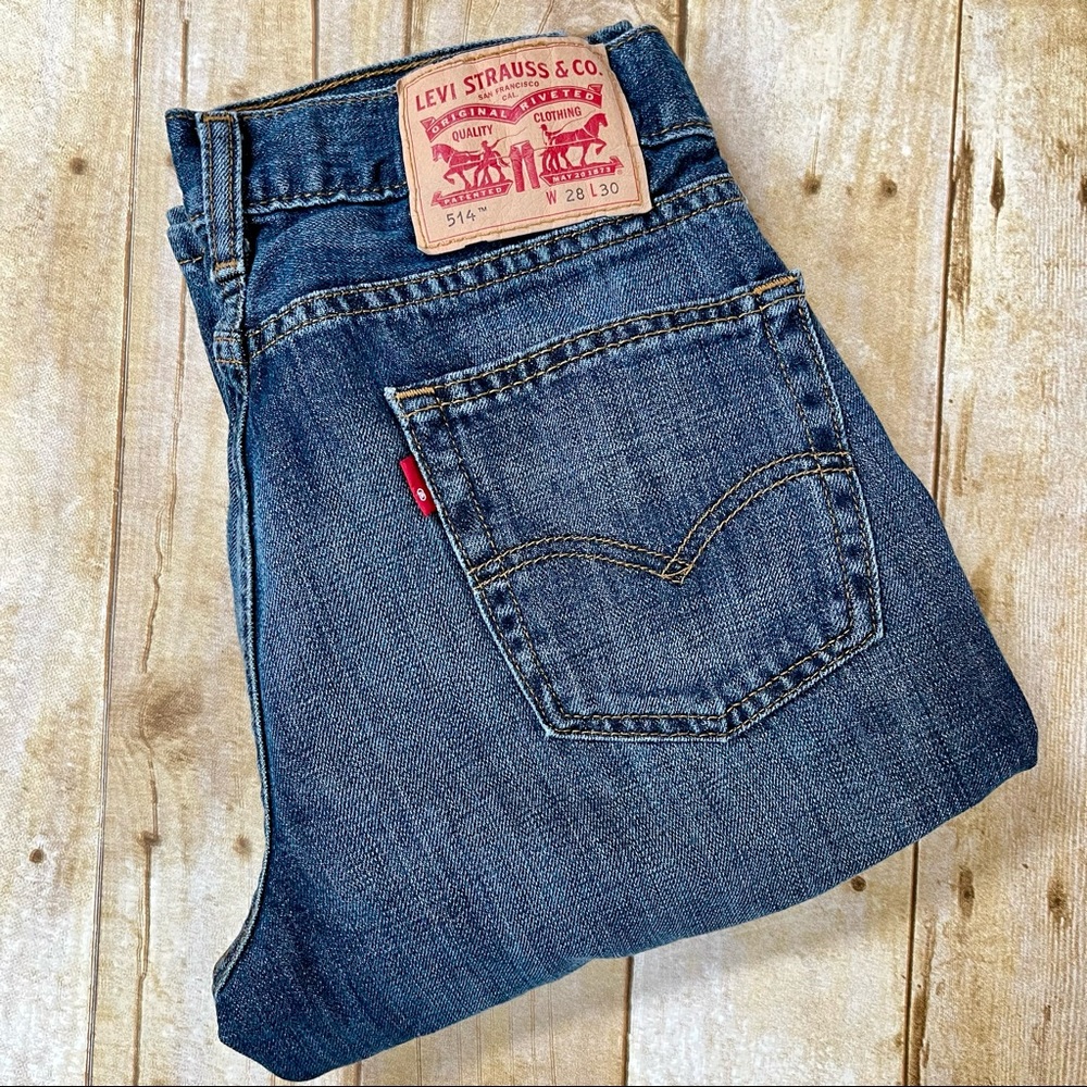 Levi’s 514™ Mens 28x30 Distressed Dark Wash Denim Jeans